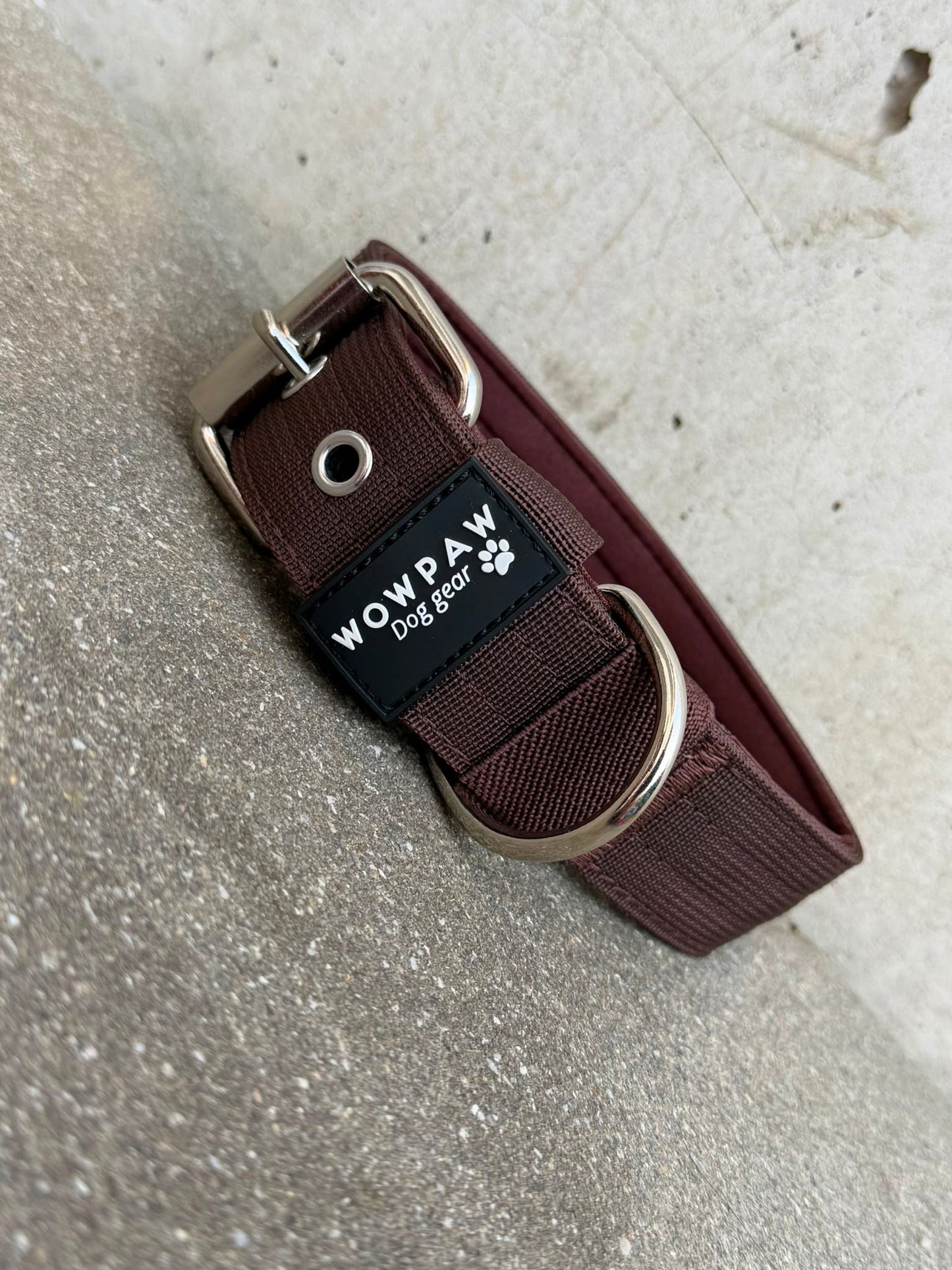 Hochwertiges Basic Hundehalsband Espresso Braun 3,8cm Größe M