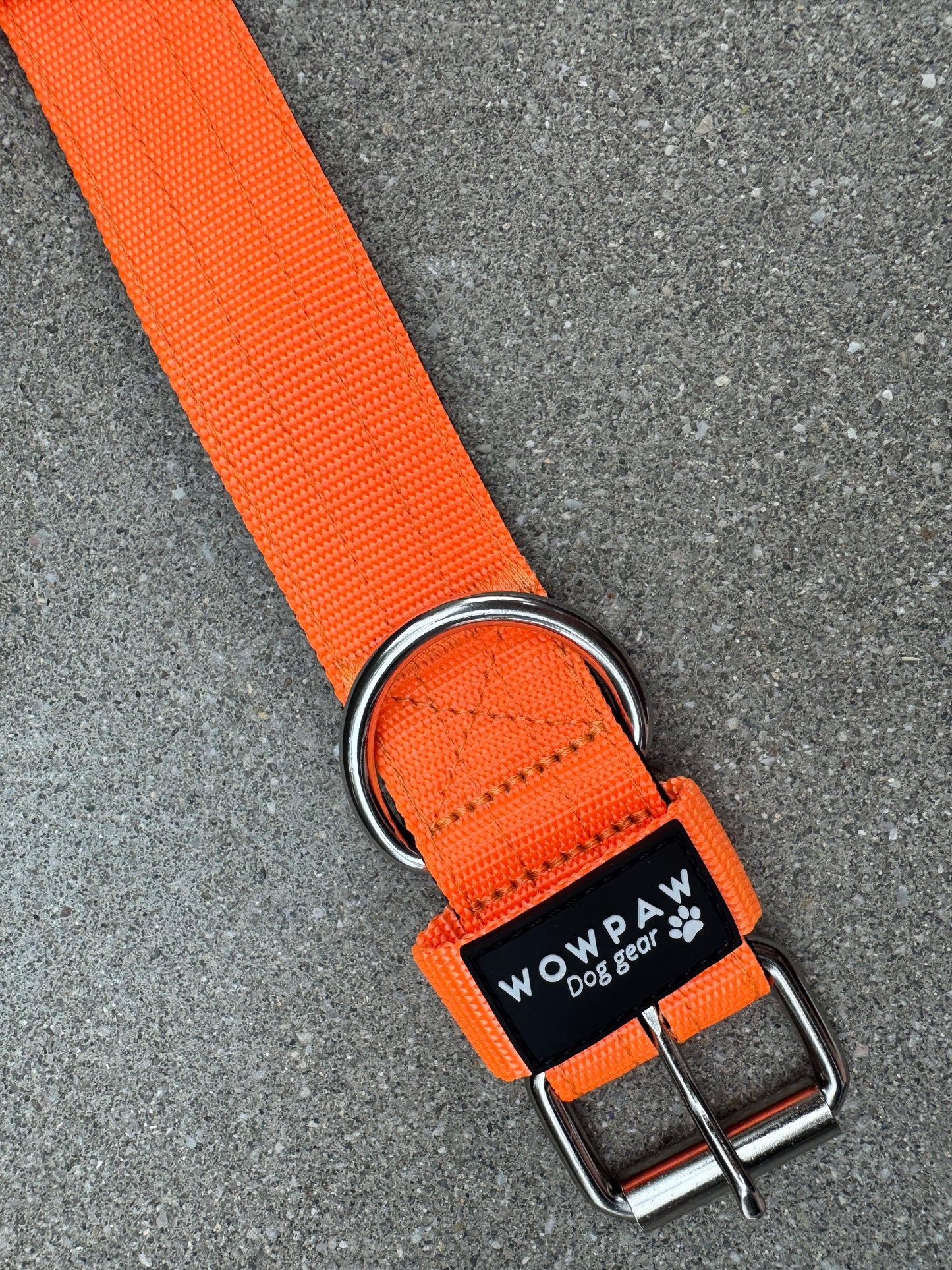 Hochwertiges Basic Hundehalsband Neonorange 4cm Größe M