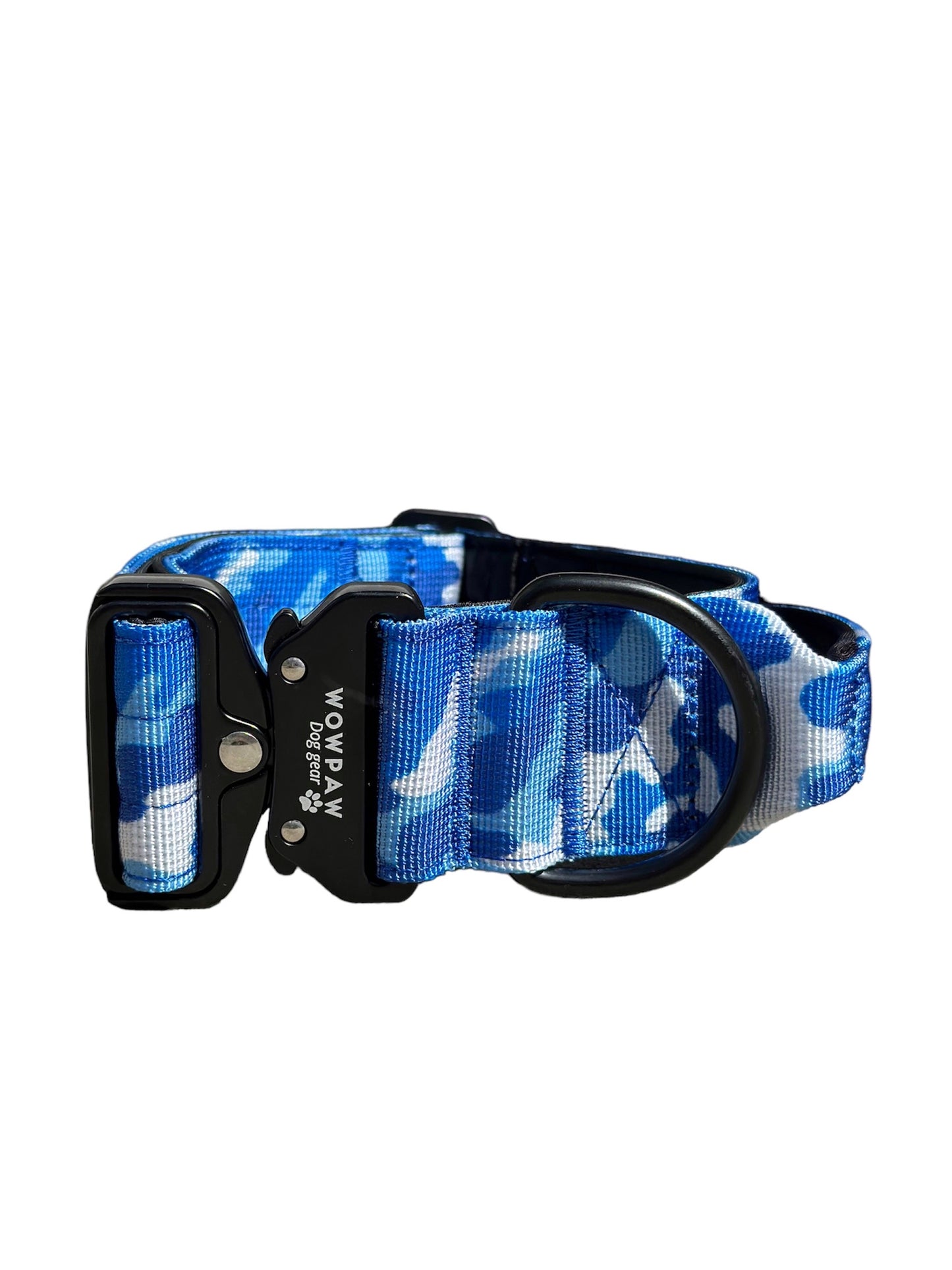 Wysokiej jakości obroża taktyczna dla psa w kolorze niebieskim kamuflażowym w rozmiarze M
