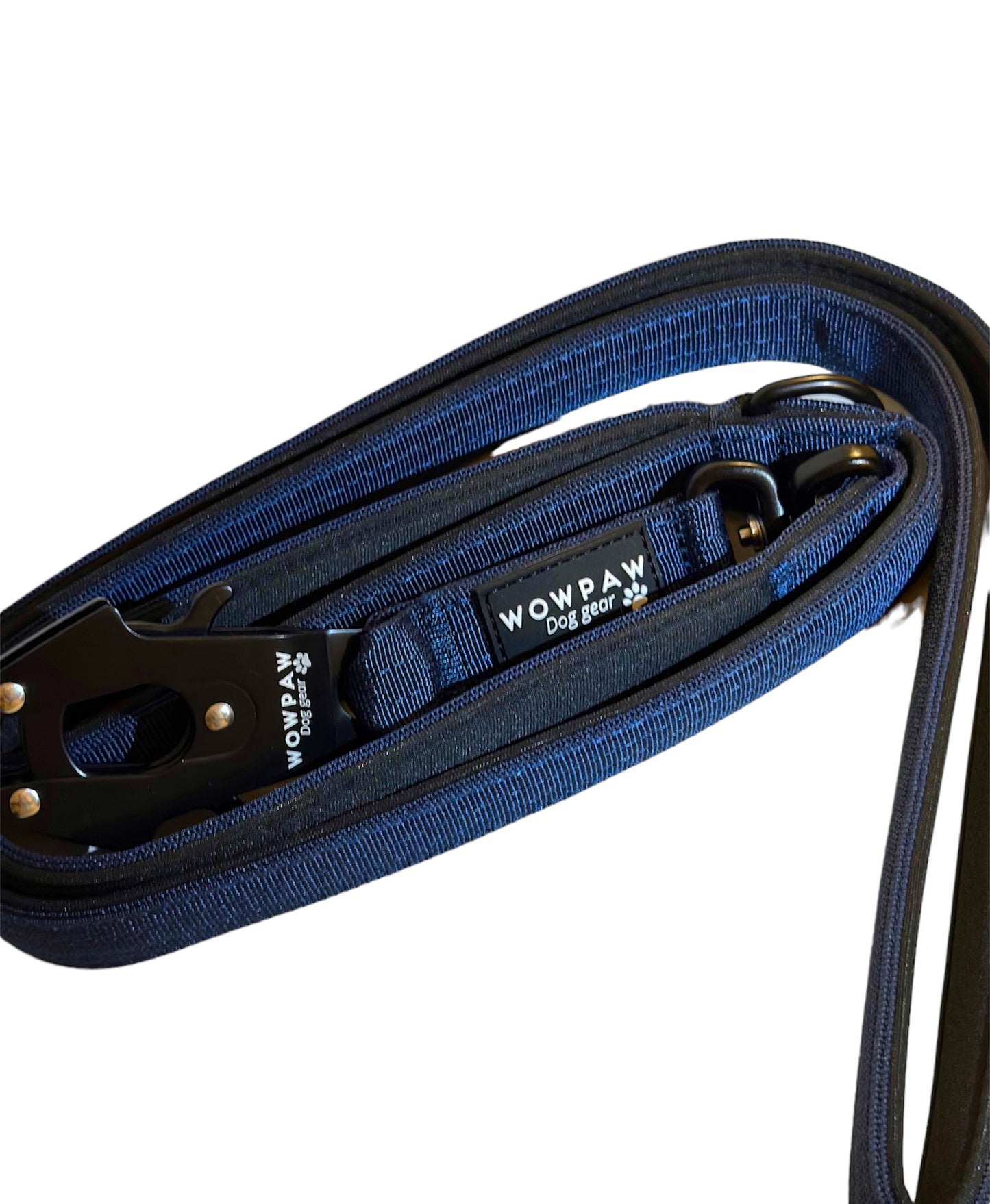 Smycz taktyczna dla psa z karabińczykiem żabkowym, obrotowa o 360°, długość 1,8 m, kolor granatowy
