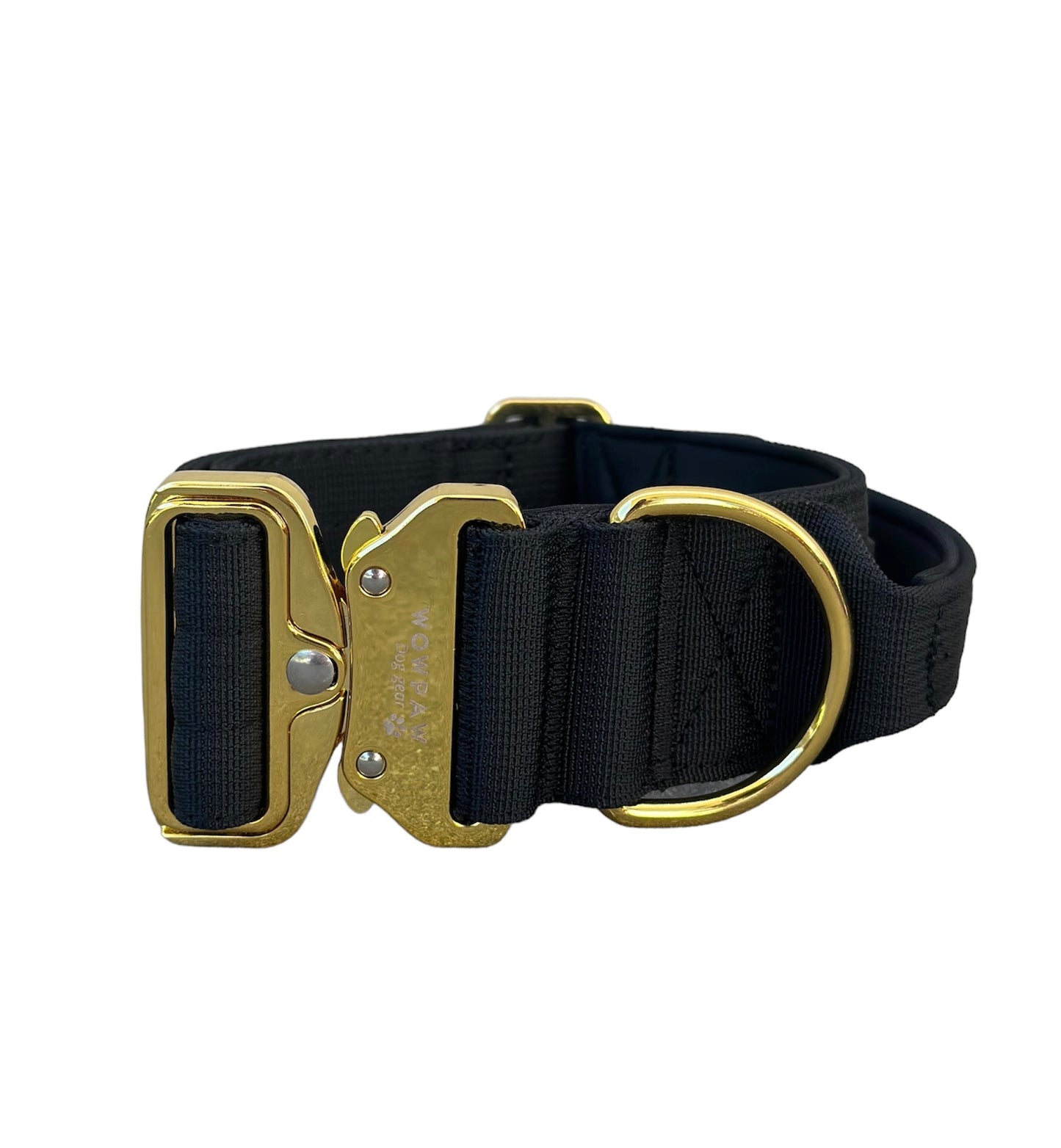 Hochwertiges taktisches Hundehalsband mit Griff Schwarz X Gold Größe L