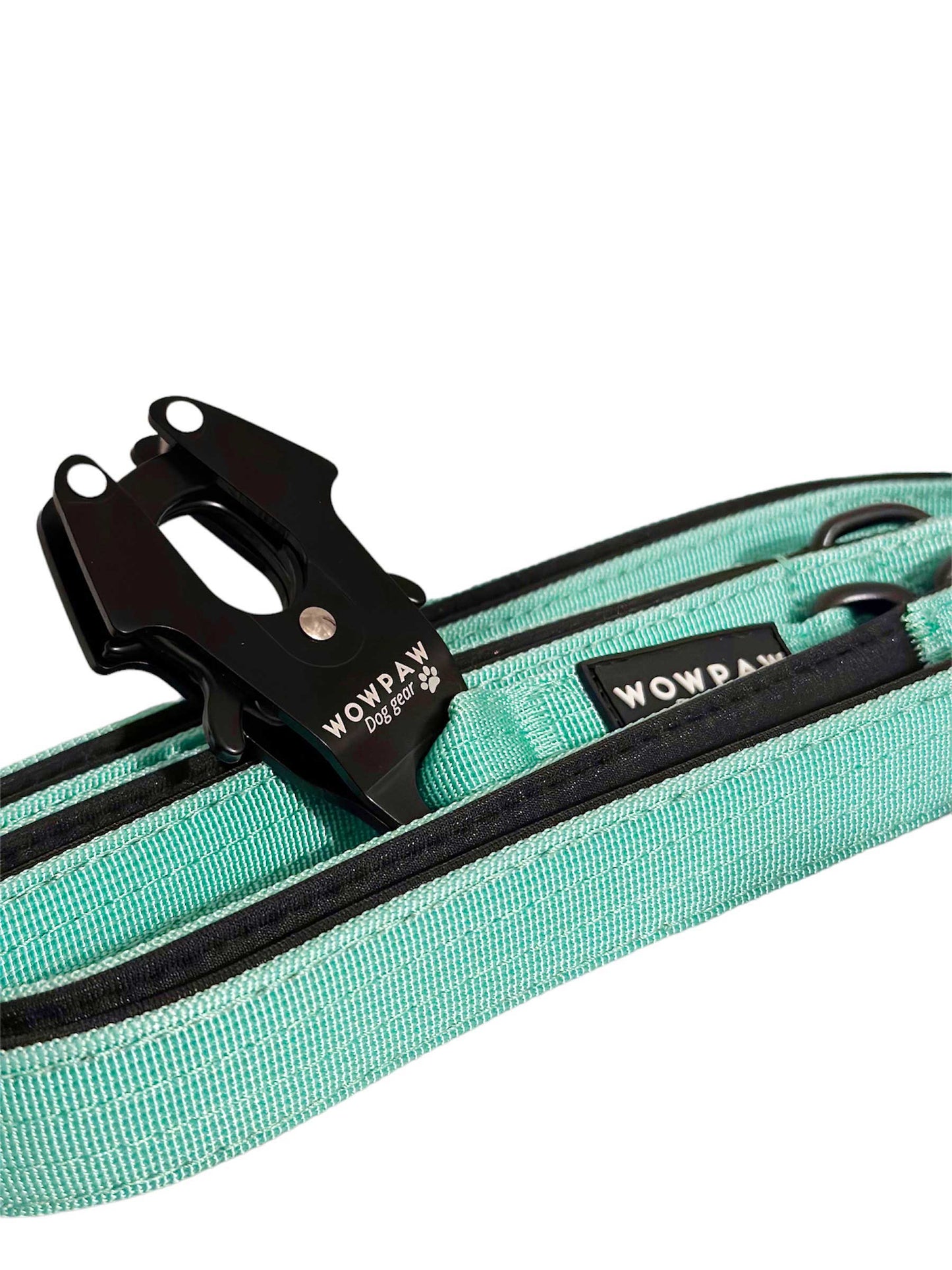 Smycz taktyczna dla psa z karabińczykiem żabkowym, obracana o 360°, długość 1,8 miętowa