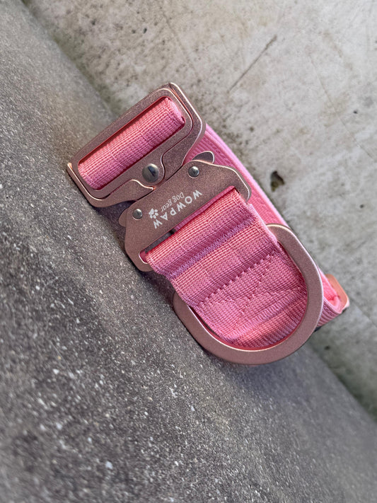 Hochwertiges taktisches Hundehalsband 5cm ULTRA LIGHT Rosa Edition Größe M ohne Griff