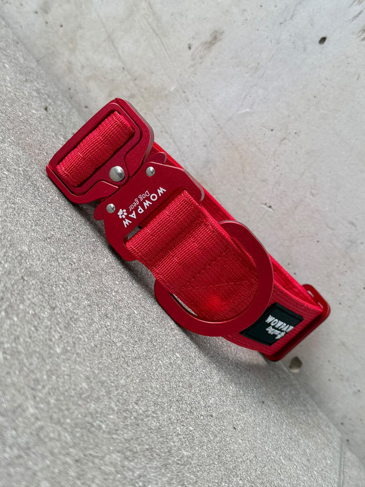 Hochwertiges taktisches Hundehalsband 3,8cm ULTRA LIGHT Red Edition Größe M ohne Griff