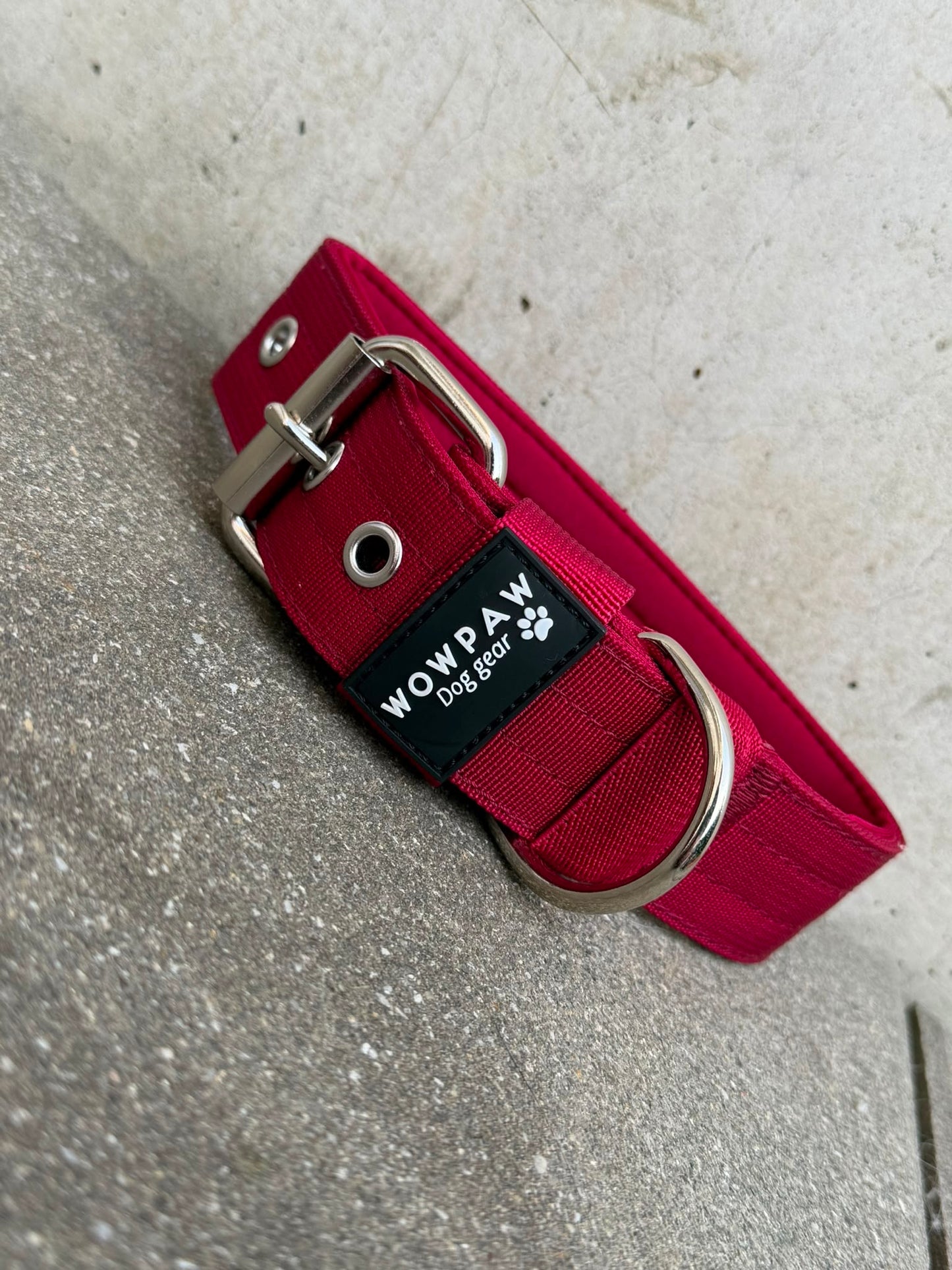 Hochwertiges Basic Hundehalsband Burgund 3,8cm Größe S