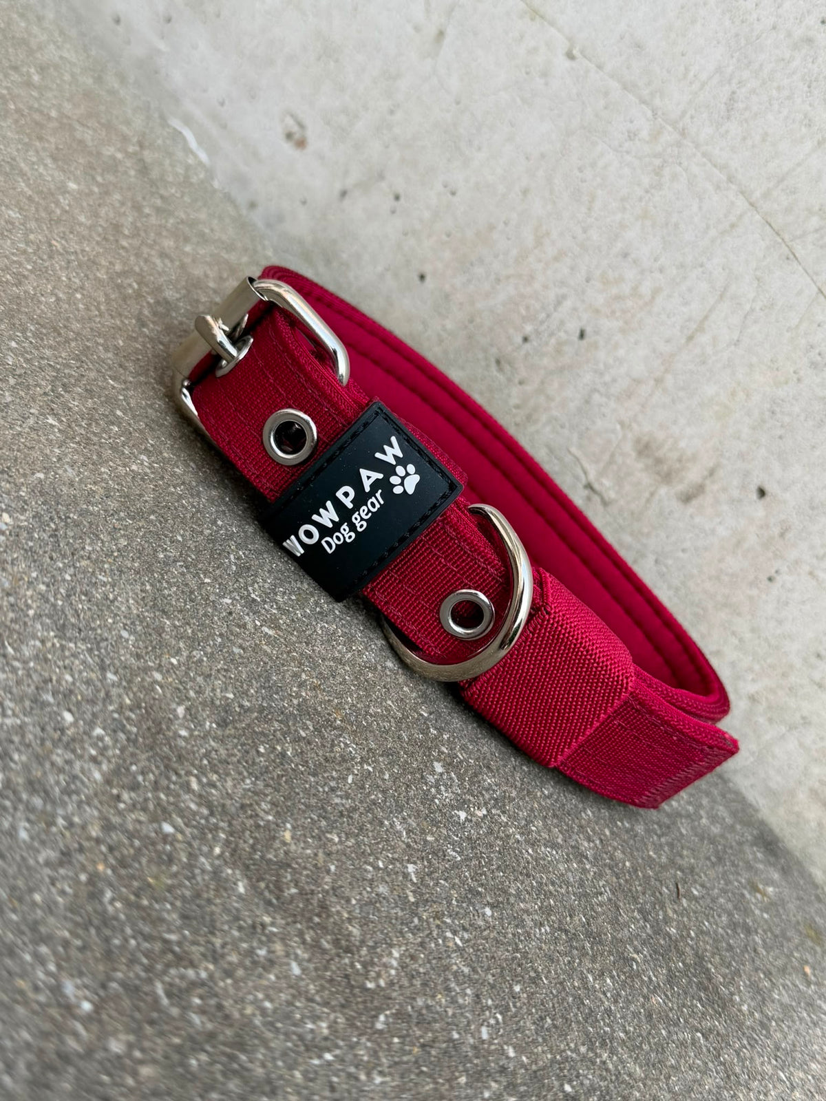Hochwertiges Basic Hundehalsband Burgund-Silber Edition 2,5cm Größe M