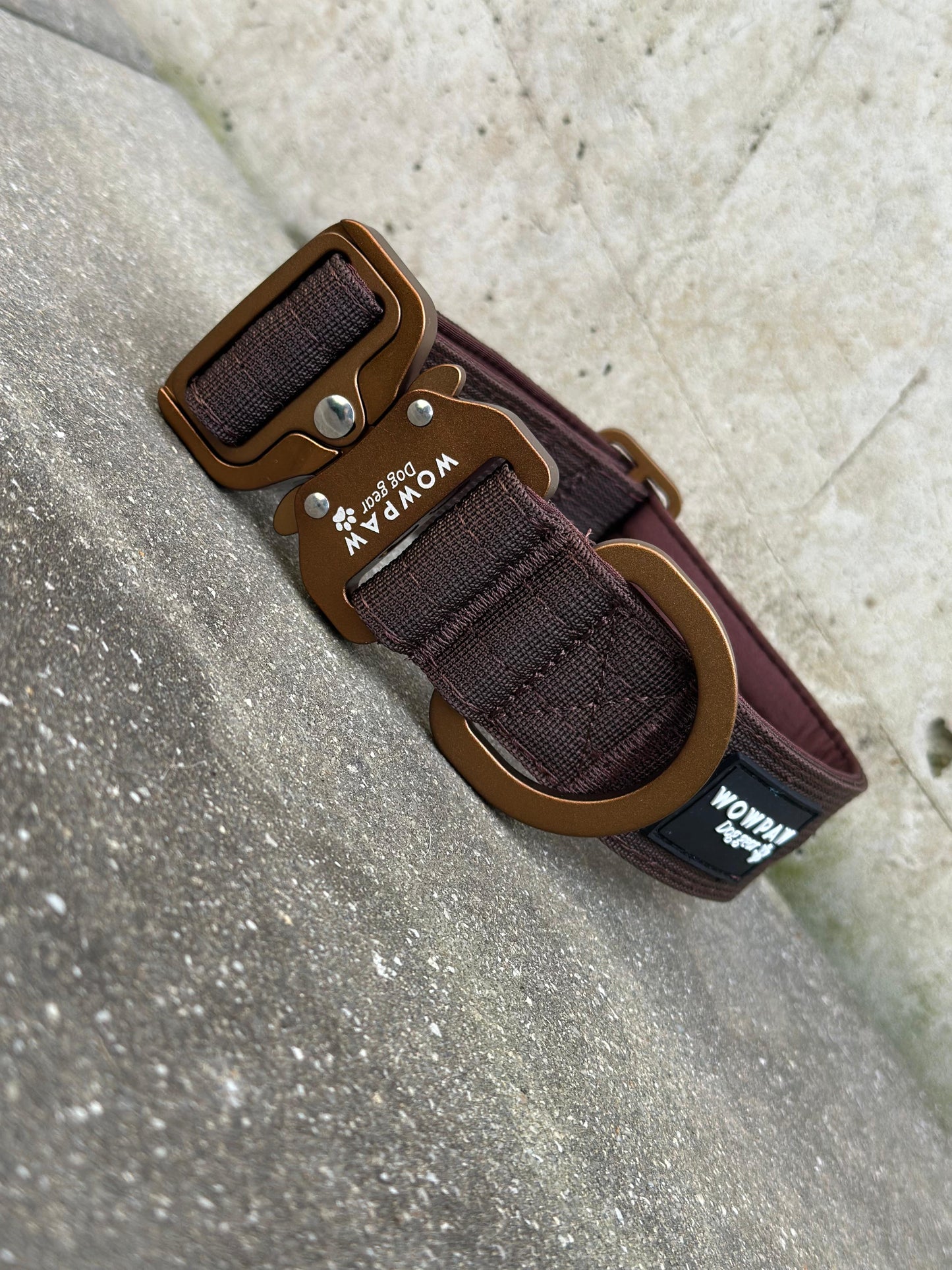 Wysokiej jakości taktyczna obroża dla psa 3,8 cm ULTRA JASNY BRĄZ Rozmiar S