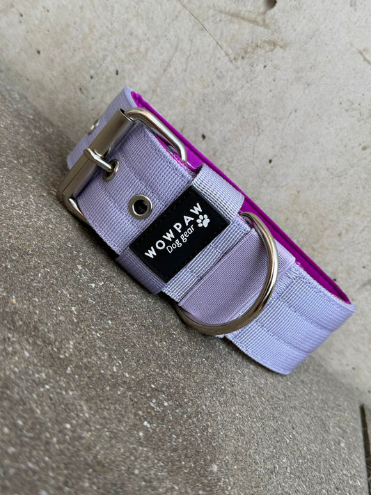 Hochwertiges Basic Hundehalsband Flieder Edition 5cm Größe S