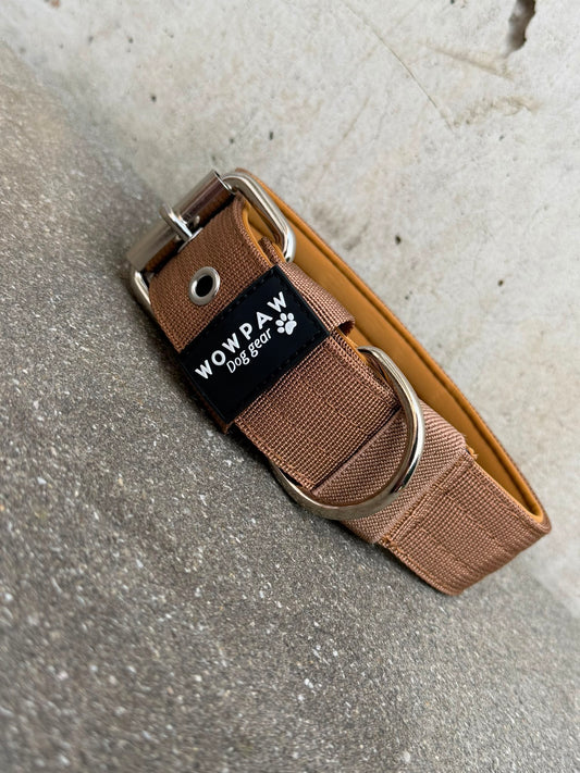 Hochwertiges Basic Hundehalsband Braun 3,8cm Größe S