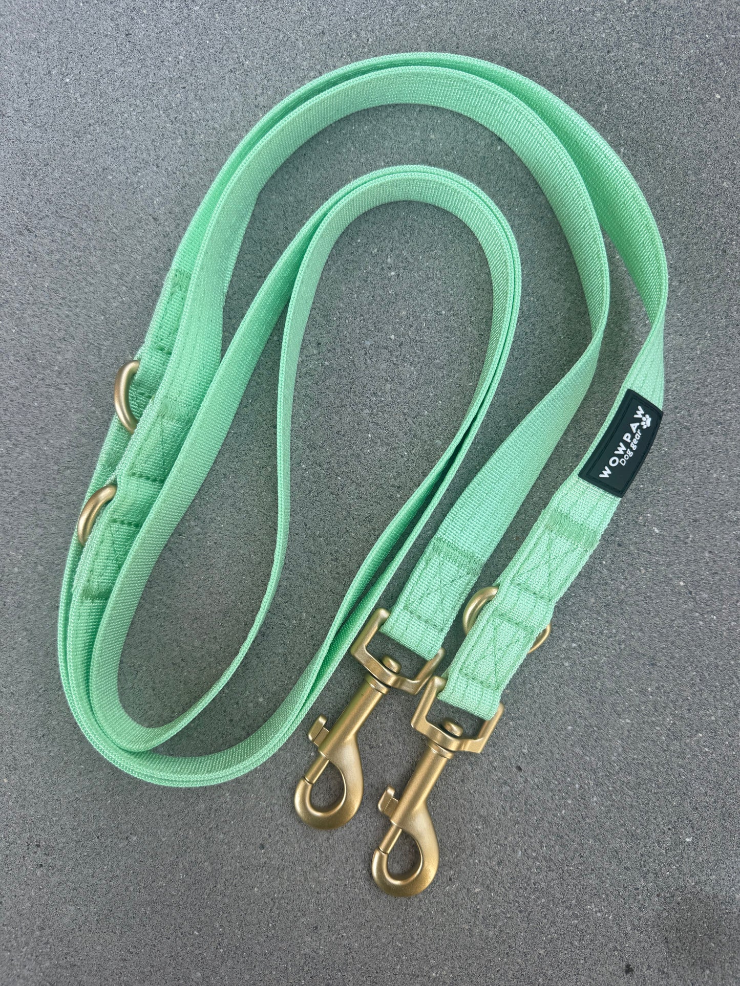 Guinzaglio tattico per cani con moschettone a rana, girevole a 360°, lunghezza 1,8 menta / oro rosa