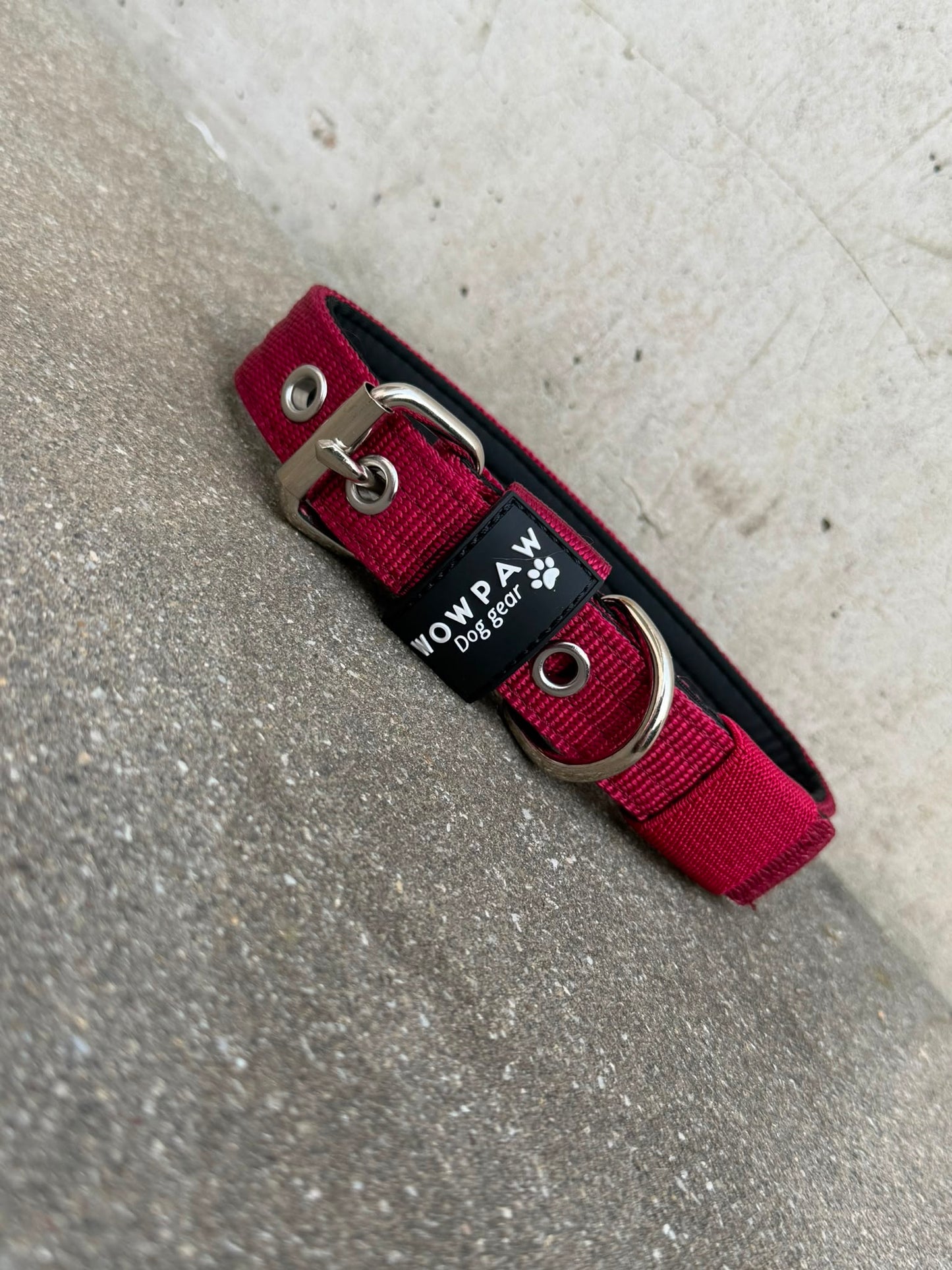 Hochwertiges Basic Hundehalsband Burgund 2,5cm Größe L