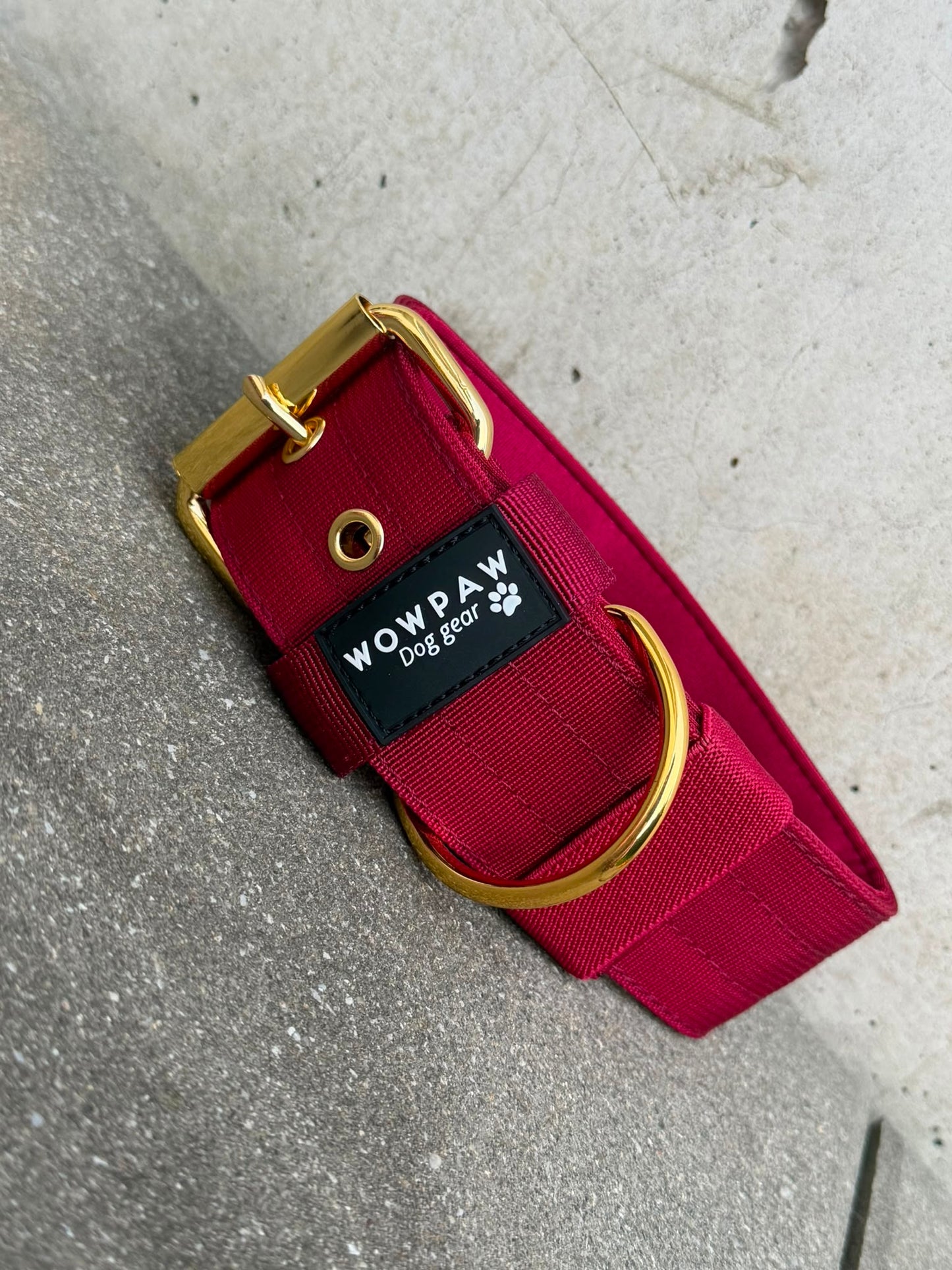 Hochwertiges Basic Hundehalsband Burgund 5cm Größe M