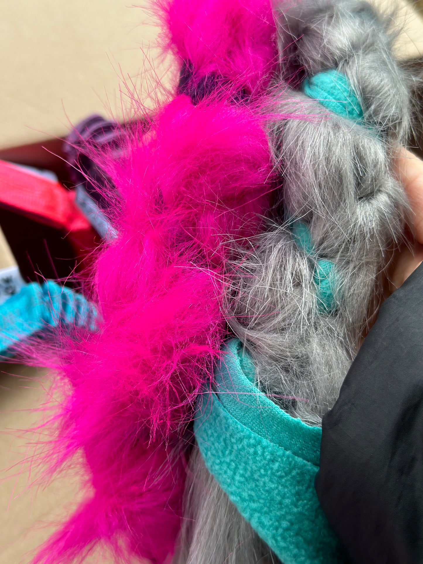 Bungee Zergel geflochten Pink und Blau & Orange