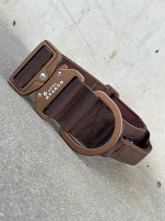 Hochwertiges taktisches Hundehalsband 5cm ULTRA LIGHT ESPRESSO BRAUN Edition Größe S
