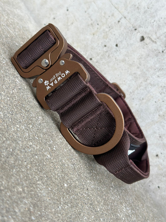 Hochwertiges taktisches Hundehalsband 3,8cm ULTRA LIGHT ESPRESSO BRAUN Edition Größe S