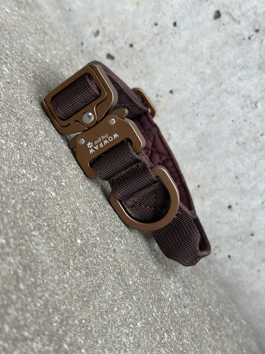 Hochwertiges taktisches Hundehalsband XS 2,5cm Espresso Braun Edition