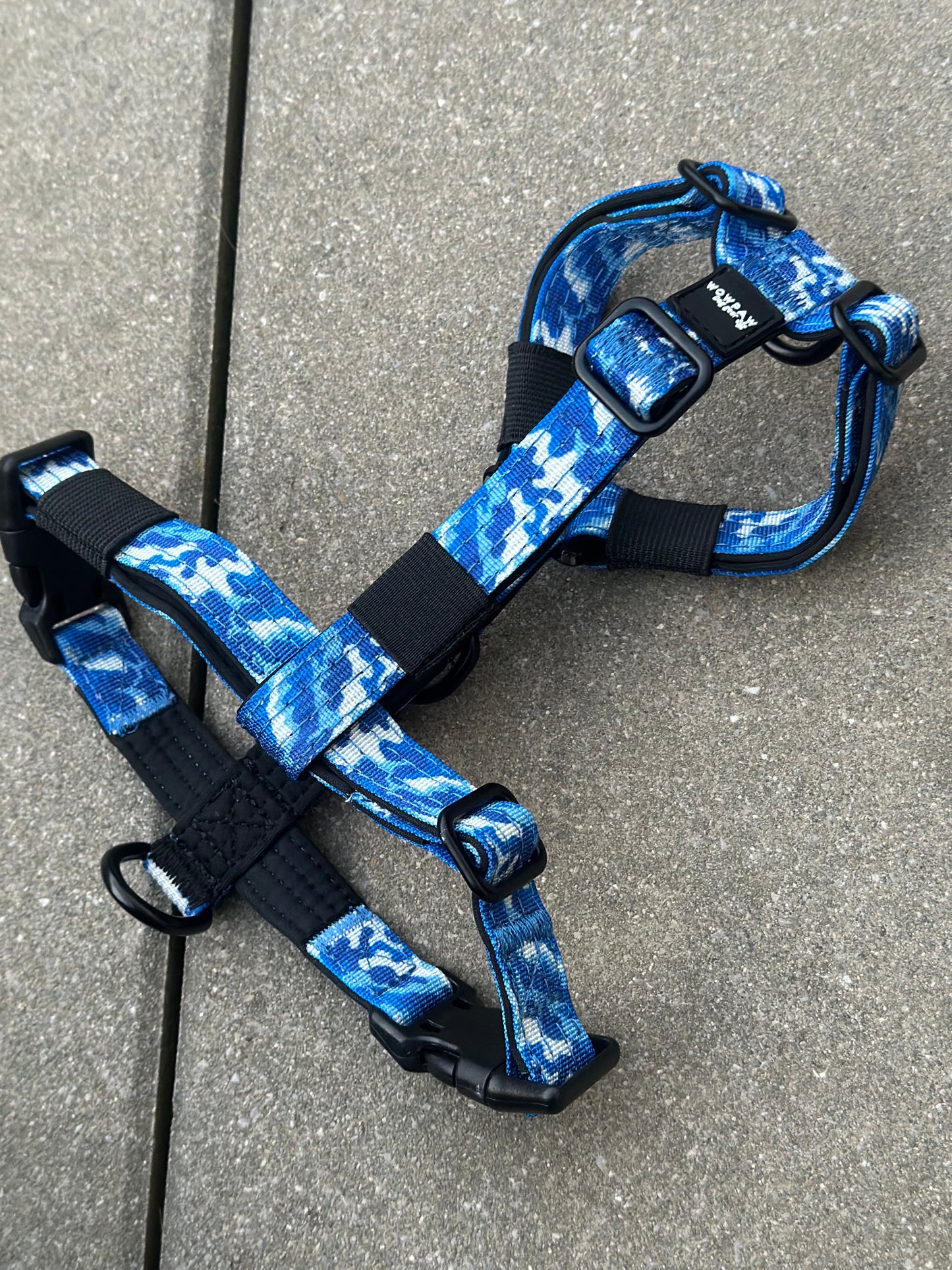 Wysokiej jakości szelki dla psa XXS w kolorze niebieskim-kamuflaż 