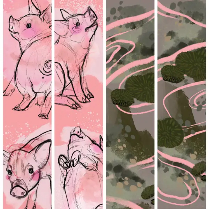 KETTU verstellbare Hundeleine Piglets